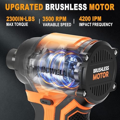 MICWELL Cordless Impact Driver  Tool Only  Compatible with Dewalt 20V Max Battery  Up to 2300 In lbs Brushless 1/4 Impact Driver  4 Speed Lightweight with Tool Bag  LED Light