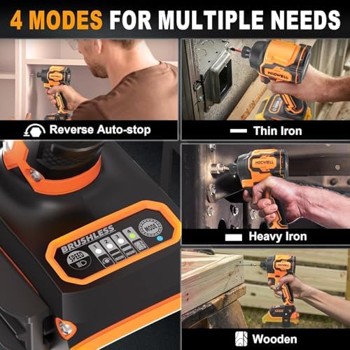 MICWELL Cordless Impact Driver  Tool Only  Compatible with Dewalt 20V Max Battery  Up to 2300 In lbs Brushless 1/4 Impact Driver  4 Speed Lightweight with Tool Bag  LED Light