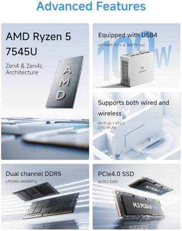 MINISFORUM DeskMini UM870 Slim Mini PC AMD Ryzen 7 8745H Barebone Version Small PC  HDMI/DP/USB4 Outputs  2 5G LAN  WiFi 6E  BT5  4xUSB Port AMD Radeon 780M Graphics Small Form Factor