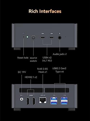 MINISFORUM DeskMini UM870 Slim Mini PC AMD Ryzen 7 8745H Barebone Version Small PC  HDMI/DP/USB4 Outputs  2 5G LAN  WiFi 6E  BT5  4xUSB Port AMD Radeon 780M Graphics Small Form Factor