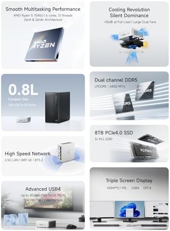 MINISFORUM M1 Pro 125H Mini PC Barebone  Intel Core Ultra 5 125H  14C/18T  Up to 4 5Ghz   Mini Computer HDMI2 1/DP1 4/2xUSB4 8K  Video Display  2 5G LAN  OCuLink Port  Dual Speaker/DMIC  WiFi 7  BT5 4