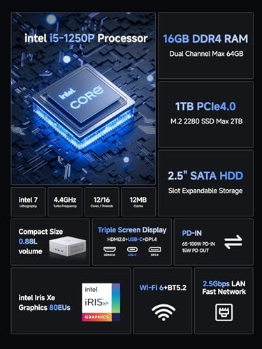 MINISFORUM M1 Pro 125H Mini PC Barebone  Intel Core Ultra 5 125H  14C/18T  Up to 4 5Ghz   Mini Computer HDMI2 1/DP1 4/2xUSB4 8K  Video Display  2 5G LAN  OCuLink Port  Dual Speaker/DMIC  WiFi 7  BT5 4