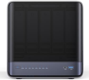 MINISFORUM N5 5 Bay Desktop NAS  AMD Ryzen 7 255 8C/16T   Barebone  128GB SSD  1x 10GbE  1x 5GbE  2X USB4 8K   8K HDMI  OCuLink Port  1xM 2 Slot  2xU 2/M 2 Slots  Network Attached Storage  Diskless