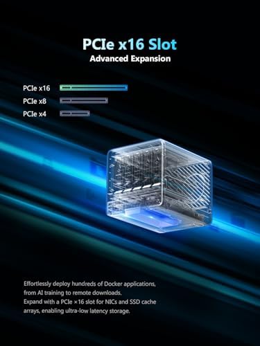 MINISFORUM N5 5 Bay Desktop NAS  AMD Ryzen 7 255 8C/16T   Barebone  128GB SSD  1x 10GbE  1x 5GbE  2X USB4 8K   8K HDMI  OCuLink Port  1xM 2 Slot  2xU 2/M 2 Slots  Network Attached Storage  Diskless