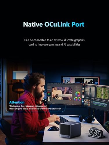 MINISFORUM N5 5 Bay Desktop NAS  AMD Ryzen 7 255 8C/16T   Barebone  128GB SSD  1x 10GbE  1x 5GbE  2X USB4 8K   8K HDMI  OCuLink Port  1xM 2 Slot  2xU 2/M 2 Slots  Network Attached Storage  Diskless