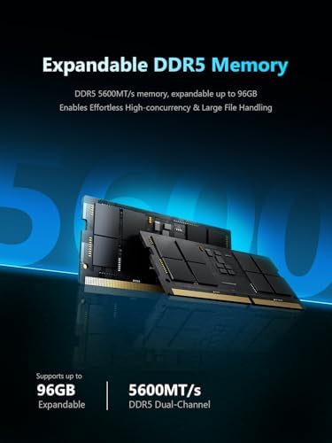 MINISFORUM N5 5 Bay Desktop NAS  AMD Ryzen 7 255 8C/16T   Barebone  128GB SSD  1x 10GbE  1x 5GbE  2X USB4 8K   8K HDMI  OCuLink Port  1xM 2 Slot  2xU 2/M 2 Slots  Network Attached Storage  Diskless