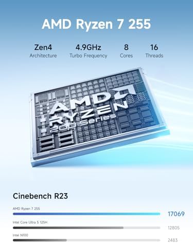 MINISFORUM N5 5 Bay Desktop NAS  AMD Ryzen 7 255 8C/16T   Barebone  128GB SSD  1x 10GbE  1x 5GbE  2X USB4 8K   8K HDMI  OCuLink Port  1xM 2 Slot  2xU 2/M 2 Slots  Network Attached Storage  Diskless