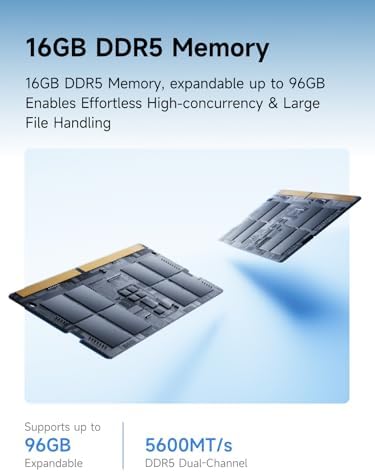 MINISFORUM N5 5 Bay Desktop NAS  AMD Ryzen 7 255 8C/16T   Barebone  128GB SSD  1x 10GbE  1x 5GbE  2X USB4 8K   8K HDMI  OCuLink Port  1xM 2 Slot  2xU 2/M 2 Slots  Network Attached Storage  Diskless