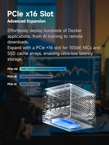 MINISFORUM N5 5 Bay Desktop NAS  AMD Ryzen 7 255 8C/16T   Barebone  128GB SSD  1x 10GbE  1x 5GbE  2X USB4 8K   8K HDMI  OCuLink Port  1xM 2 Slot  2xU 2/M 2 Slots  Network Attached Storage  Diskless