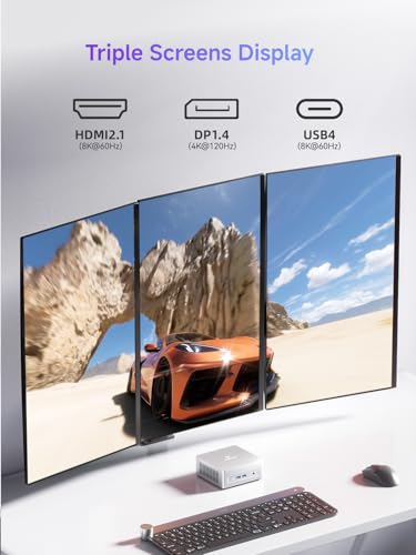 MINISFORUM UM870 Slim Mini PC Barebone AMD Ryzen 7 8745H 8C/16T   Mini Desktop Computer Without RAM/SSD/OS  Radeon 780M Graphics  USB4/HDMI/DP Output  2 5G LAN  4xUSB Ports  WiFi 6E  BT5 3  Renewed