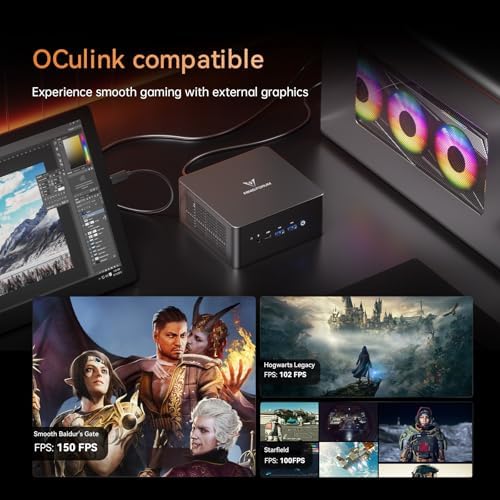 MINISFORUM UM890 Pro Mini PC AMD Ryzen 9 8945HS 8C/16T  up to 5 2GHz  Barebone  2xUSB4 PD 8K /1xHDMI/1xDP Four Outputs  2xLAN  4xUSB3 2  OCuLink  Wi Fi 6E  BT5 2  Radeon 780M Micro Computer  Renewed 