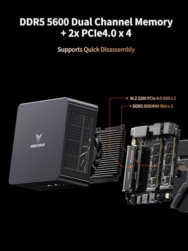 MINISFORUM UM890 Pro Mini PC AMD Ryzen 9 8945HS 8C/16T  up to 5 2GHz  32GB DDR5 1TB PCIe4 0 SSD  2xUSB4 PD 8K  1xHDMI 1xDP Four Outputs  2x RJ45  BT5 2 4xUSB3 2 AMD Radeon 780M Graphics Micro Computer