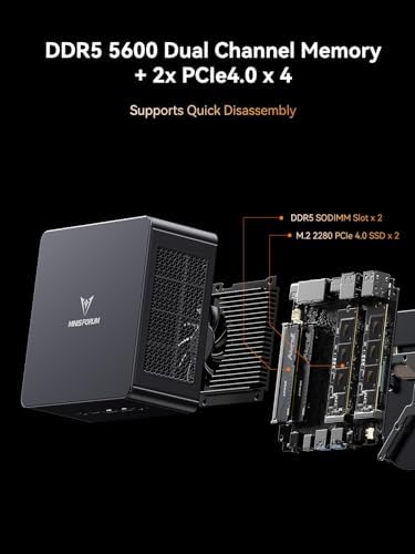 MINISFORUM UM890 Pro Mini PC AMD Ryzen 9 8945HS 8C/16T  up to 5 2GHz  32GB DDR5 1TB PCIe4 0 SSD  2xUSB4 PD 8K  1xHDMI 1xDP Four Outputs  2x RJ45  BT5 2 4xUSB3 2 AMD Radeon 780M Graphics Micro Computer