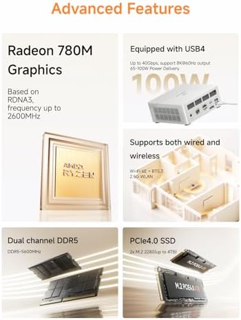 MINISFORUM X1 Lite 255 Mini PC Barebone AMD Ryzen 7 255  8C/16T  up to 4 9 GHz   Mini Computer AMD Radeon 780M Dual DDR5 RAM  M 2 SSD HDMI/DP/USB4 4K Video Output  5 x USB  2 5G LAN  Wi Fi 6e/BT5 2