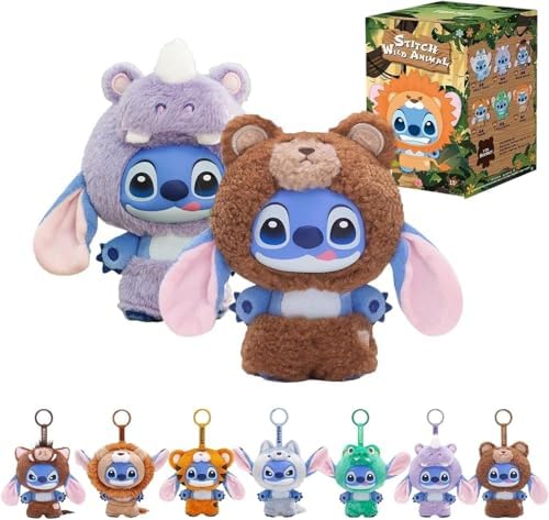 MINISO Disney Stitch Wild Animal Series Vinyl Surprise Box Figure Model Random Design Blind Box Toy Collectible Toy for Home Decor Birthday Gift  Random One Figure 