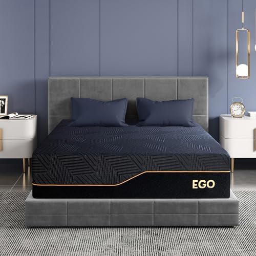 MLILY EGOHOME 14 Inch Queen Memory Foam Mattress for Back Pain  Cooling Copper Gel Bed in a Box  Foam Made in USA  CertiPUR US Certified  Therapeutic Medium Firm  60x80x14 Black