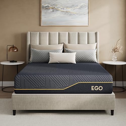 MLILY EGOHOME 14 Inch Queen Memory Foam Mattress for Back Pain  Cooling Copper Gel Bed in a Box  Foam Made in USA  CertiPUR US Certified  Therapeutic Medium Firm  60x80x14 Black