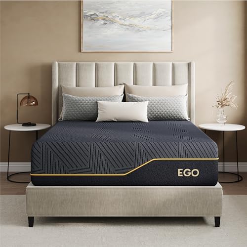 MLILY EGOHOME 14 Inch Queen Memory Foam Mattress for Back Pain  Cooling Copper Gel Bed in a Box  Foam Made in USA  CertiPUR US Certified  Therapeutic Medium Firm  60x80x14 Black