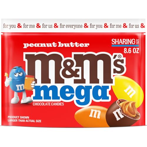 M&MS Mega Peanut Butter Chocolate Candy  Sharing Size  8 6 Oz Resealable Bag