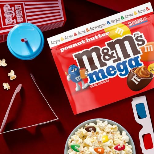 M&MS Mega Peanut Butter Chocolate Candy  Sharing Size  8 6 Oz Resealable Bag