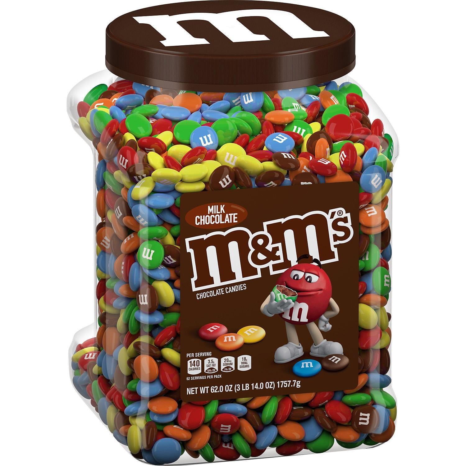 M&M s Milk Chocolate Plastic Jar  Pantry Size  62 oz