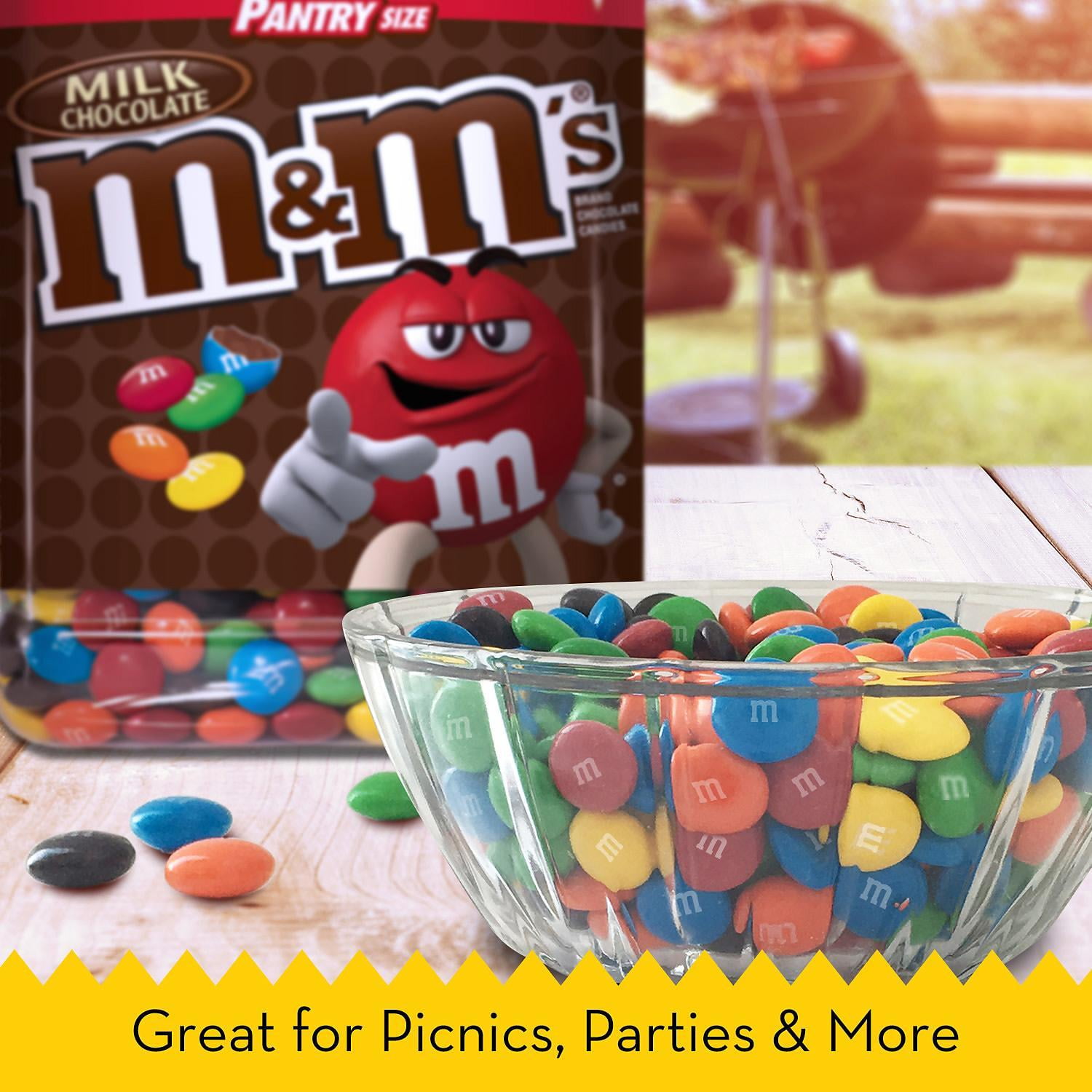M&M s Milk Chocolate Plastic Jar  Pantry Size  62 oz