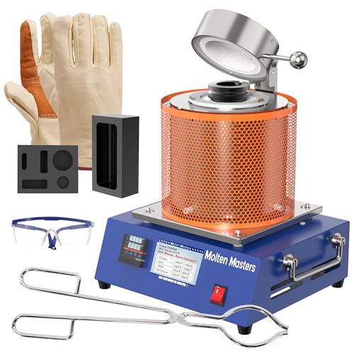 MMasters Electric Melting Furnace 3KG  Digital PID Temperature Control  Metal Melting Tool for Gold  Silver  Copper  Scrap  DIY Casting & Jewelry Making