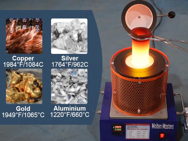 MMasters Electric Melting Furnace 3KG  Digital PID Temperature Control  Metal Melting Tool for Gold  Silver  Copper  Scrap  DIY Casting & Jewelry Making
