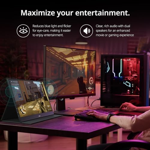 MNN Portable Monitor 15 6inch FHD 1080P USB C HDMI Gaming Ultra Slim IPS Display w/Smart Cover & Speakers HDR Plug&Play  External Monitor for Laptop PC Phone Mac  15 6 1080P 