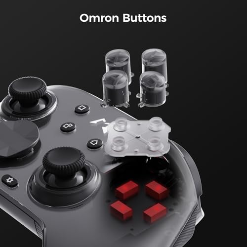 MOBAPAD Huben2 Wireless Switch Controller Pro – PC Controller with ALPS Linear Motors, Pro Controller Switch, Omron Mechanical Buttons, 6-Axis Motion (Black)