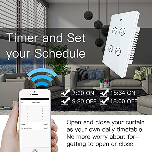 MOES 2 4GHz WiFi Wall Touch Smart Switch Neutral Wire Required  3 Way Multi Control  Glass Panel Light Switch Work with Smart Life/Tuya App  RF433 Remote Control  Alexa and Google Home White 1 Gang