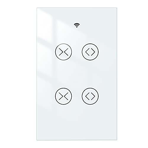 MOES 2 4GHz WiFi Wall Touch Smart Switch Neutral Wire Required  3 Way Multi Control  Glass Panel Light Switch Work with Smart Life/Tuya App  RF433 Remote Control  Alexa and Google Home White 1 Gang
