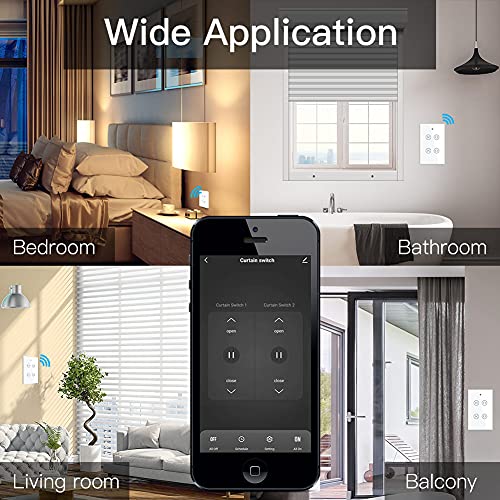 MOES 2 4GHz WiFi Wall Touch Smart Switch Neutral Wire Required  3 Way Multi Control  Glass Panel Light Switch Work with Smart Life/Tuya App  RF433 Remote Control  Alexa and Google Home White 1 Gang