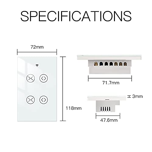MOES 2 4GHz WiFi Wall Touch Smart Switch Neutral Wire Required  3 Way Multi Control  Glass Panel Light Switch Work with Smart Life/Tuya App  RF433 Remote Control  Alexa and Google Home White 1 Gang