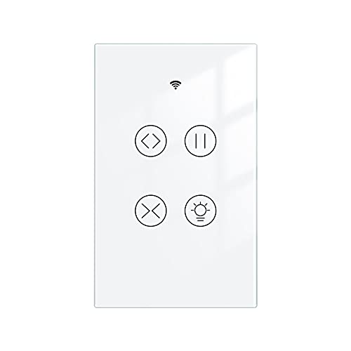 MOES 2 4GHz WiFi Wall Touch Smart Switch Neutral Wire Required  3 Way Multi Control  Glass Panel Light Switch Work with Smart Life/Tuya App  RF433 Remote Control  Alexa and Google Home White 1 Gang