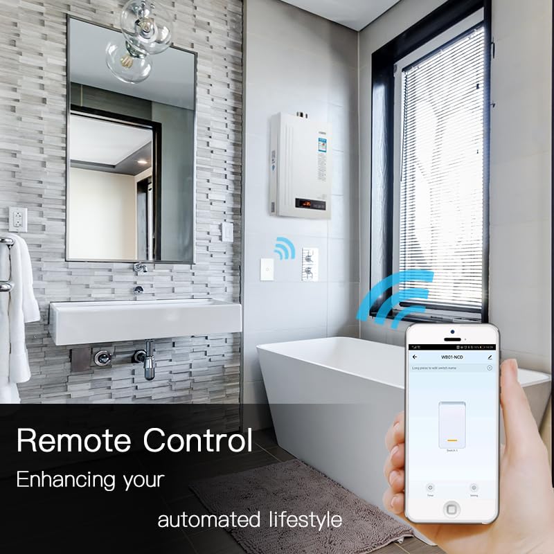 MOES 2 4GHz WiFi Wall Touch Smart Switch Neutral Wire Required  3 Way Multi Control  Glass Panel Light Switch Work with Smart Life/Tuya App  RF433 Remote Control  Alexa and Google Home White 1 Gang