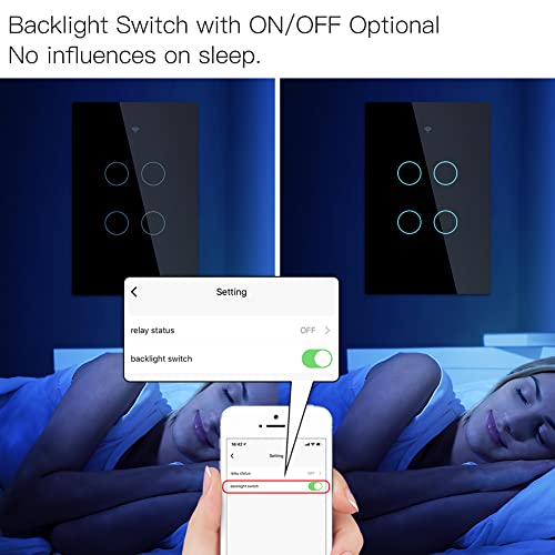 MOES 2 4GHz WiFi Wall Touch Smart Switch Neutral Wire Required  3 Way Multi Control  Glass Panel Light Switch Work with Smart Life/Tuya App  RF433 Remote Control  Alexa and Google Home White 1 Gang