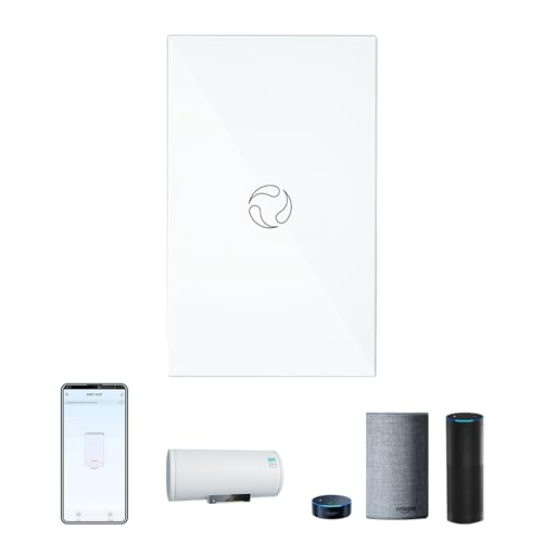 MOES 2 4GHz WiFi Wall Touch Smart Switch Neutral Wire Required  3 Way Multi Control  Glass Panel Light Switch Work with Smart Life/Tuya App  RF433 Remote Control  Alexa and Google Home White 1 Gang
