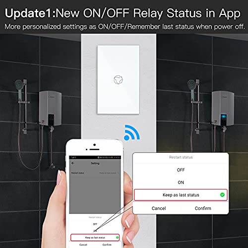 MOES 2 4GHz WiFi Wall Touch Smart Switch Neutral Wire Required  3 Way Multi Control  Glass Panel Light Switch Work with Smart Life/Tuya App  RF433 Remote Control  Alexa and Google Home White 1 Gang