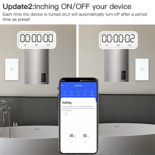 MOES 2 4GHz WiFi Wall Touch Smart Switch Neutral Wire Required  3 Way Multi Control  Glass Panel Light Switch Work with Smart Life/Tuya App  RF433 Remote Control  Alexa and Google Home White 1 Gang