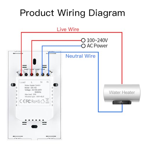 MOES 2 4GHz WiFi Wall Touch Smart Switch Neutral Wire Required  3 Way Multi Control  Glass Panel Light Switch Work with Smart Life/Tuya App  RF433 Remote Control  Alexa and Google Home White 1 Gang