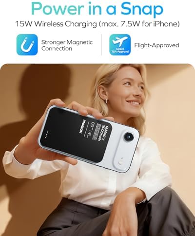MOMAX Magnetic Wireless Power Bank 5000mAh  Ultra Slim 0 3 MagSafe Compatible Portable Charger  20W USB C PD Fast Charging  for iPhone 17/16/15/14/13/12 Series  Samsung Galaxy & Google Pixel