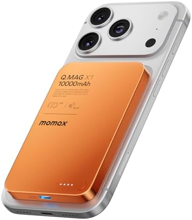 MOMAX Magnetic Wireless Power Bank 5000mAh  Ultra Slim 0 3 MagSafe Compatible Portable Charger  20W USB C PD Fast Charging  for iPhone 17/16/15/14/13/12 Series  Samsung Galaxy & Google Pixel