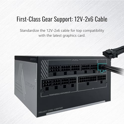 MONTECH Century II   1050W High End ATX Gaming Power Supply   80 Plus Gold & Cybenetics Platinum   Fully Modular   ATX 3 1 & PCIe 5 1 Ready with 12V 2x6 Cable   10 Years Warranty