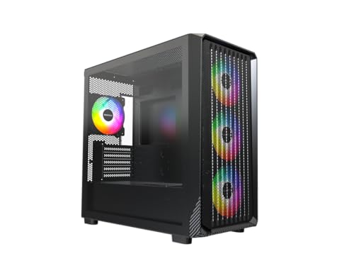 MONTECH X5M   Micro ATX Gaming PC Case  High Airflow  4x120mm ARGB Fans Pre Installed  Glass Side Panel  Carbon Fiber Print Accents  Black
