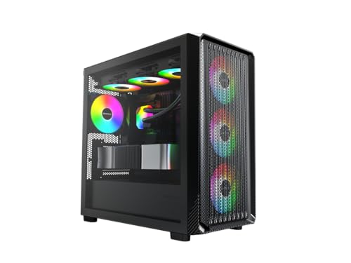 MONTECH X5M   Micro ATX Gaming PC Case  High Airflow  4x120mm ARGB Fans Pre Installed  Glass Side Panel  Carbon Fiber Print Accents  Black