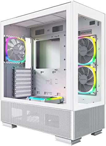 MONTECH XR B  ATX Mid Tower PC Gaming Case  3x120mm ARGB PWM Fans Pre Installed  Full View Dual Tempered Glass Panel  Wood Grain Design I/O Interface  Support 4090 GPUs  360mm Radiator Support  Black