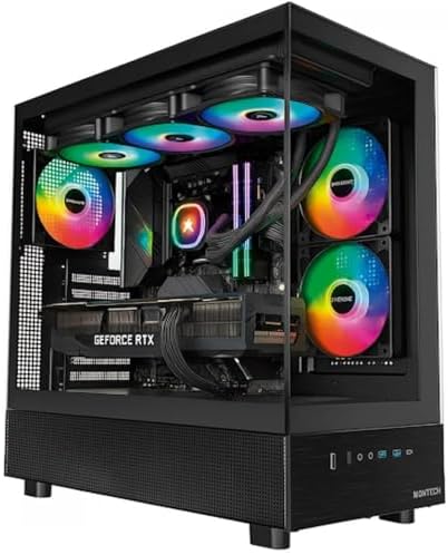 MONTECH XR B  ATX Mid Tower PC Gaming Case  3x120mm ARGB PWM Fans Pre Installed  Full View Dual Tempered Glass Panel  Wood Grain Design I/O Interface  4090 GPUs  360mm Radiator Support  Black
