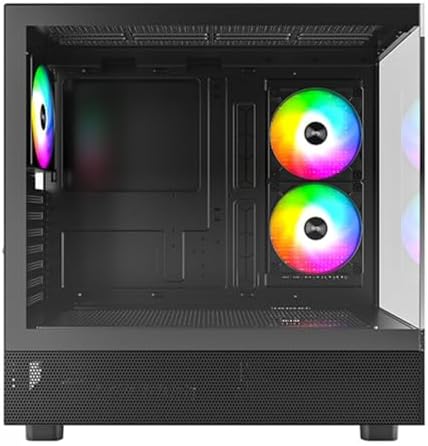 MONTECH XR B  ATX Mid Tower PC Gaming Case  3x120mm ARGB PWM Fans Pre Installed  Full View Dual Tempered Glass Panel  Wood Grain Design I/O Interface  4090 GPUs  360mm Radiator Support  Black