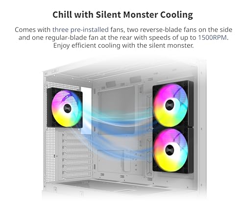 MONTECH XR  ATX Mid Tower PC Gaming Case  3 x 120mm ARGB PWM Fans Pre Installed  Full View Dual Tempered Glass Panel  Wood Grain Design I/O Interface  Support 4090 GPUs  360mm Radiator Support  Black